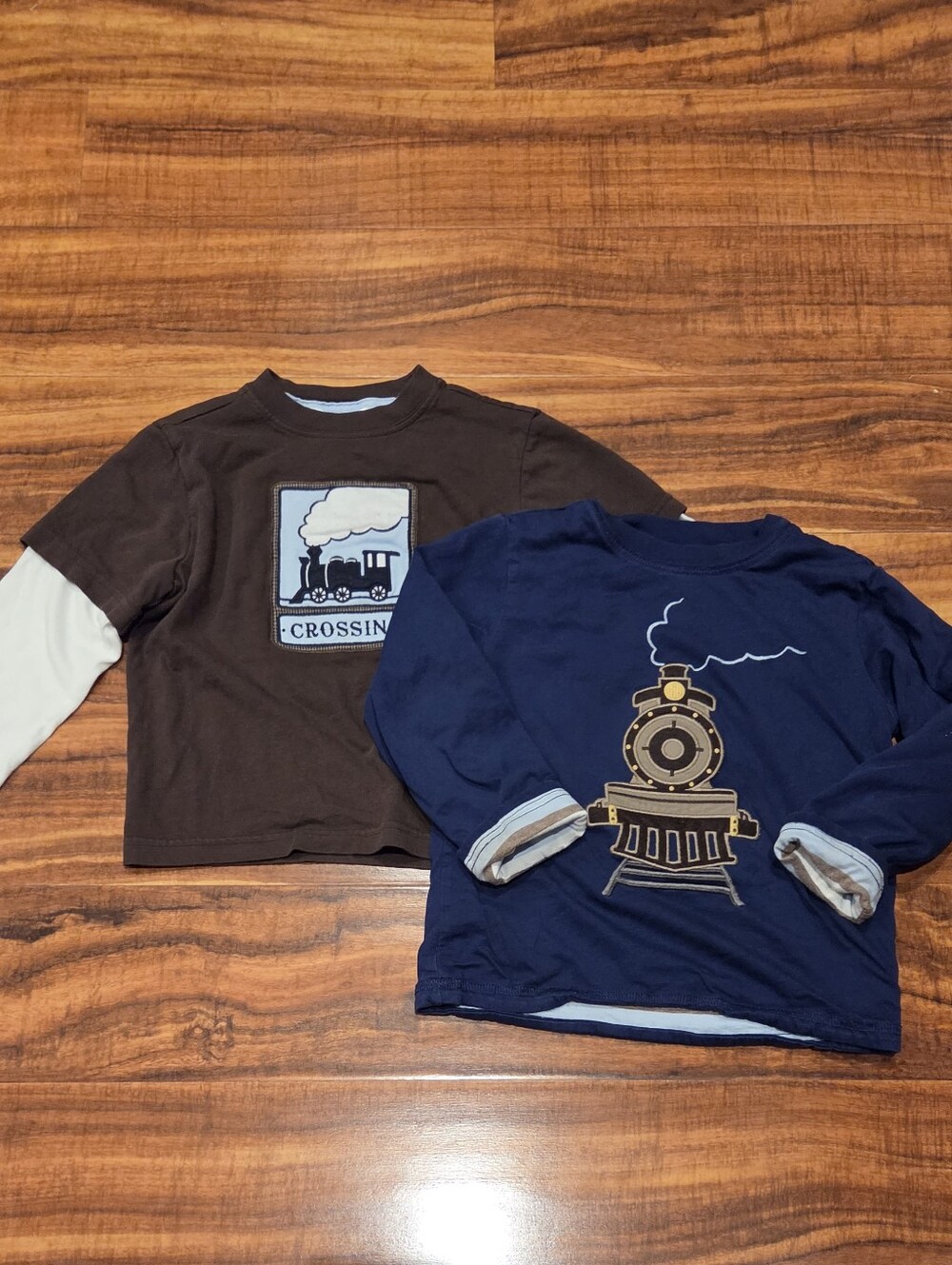Janie and Jack EUC Boys 3 Brown/Blue Reversible Top and Train Tee
